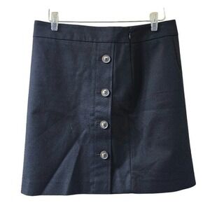 Ann Taylor Factory Petite Navy A-Line Button Front Mini Skirt Size 8P